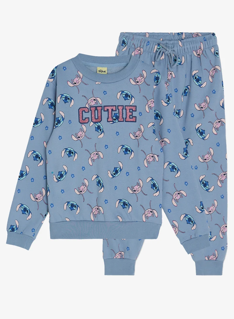 ديزني طقم سويت شيرت وبنطلون رياضي لطيف للأطفال